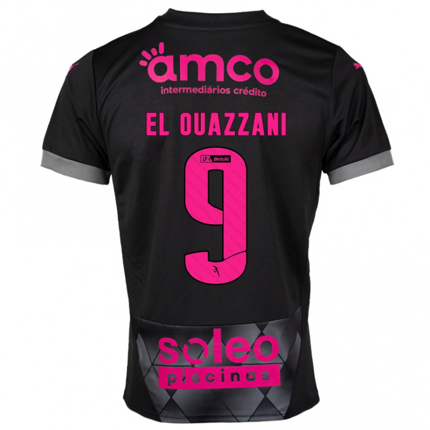 Kandiny Kinder Amine El Ouazzani #9 Schwarz Rosa Auswärtstrikot Trikot 2024/25 T-Shirt