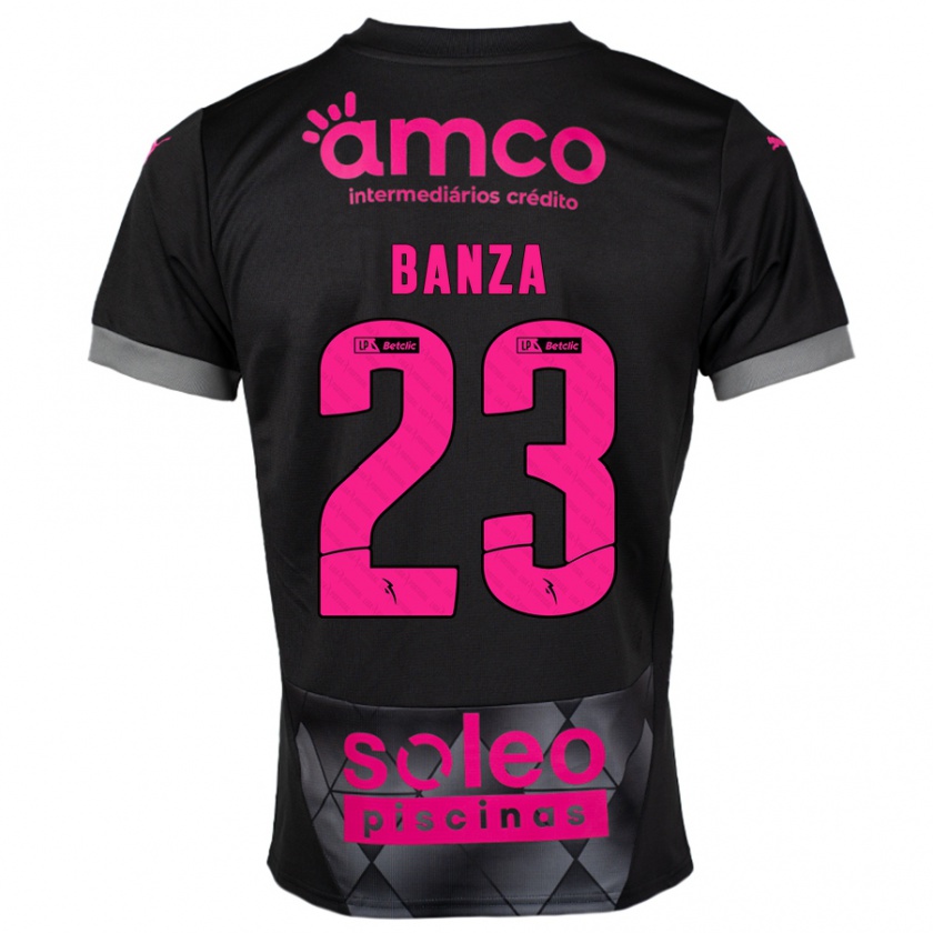 Kandiny Kinder Simon Banza #23 Schwarz Rosa Auswärtstrikot Trikot 2024/25 T-Shirt