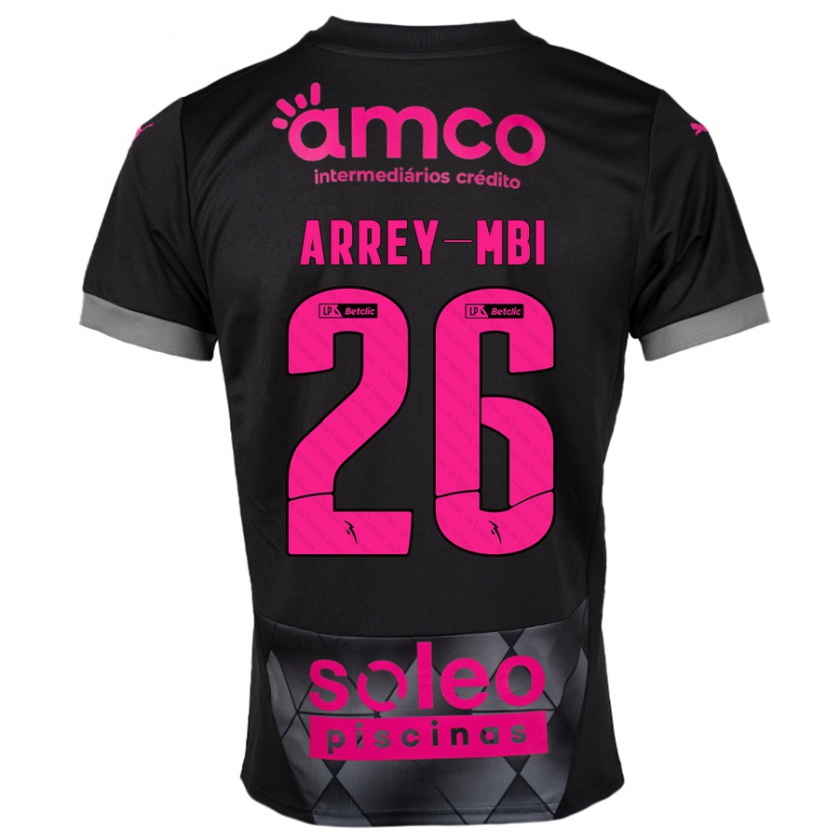 Kandiny Kinder Bright Arrey-Mbi #26 Schwarz Rosa Auswärtstrikot Trikot 2024/25 T-Shirt