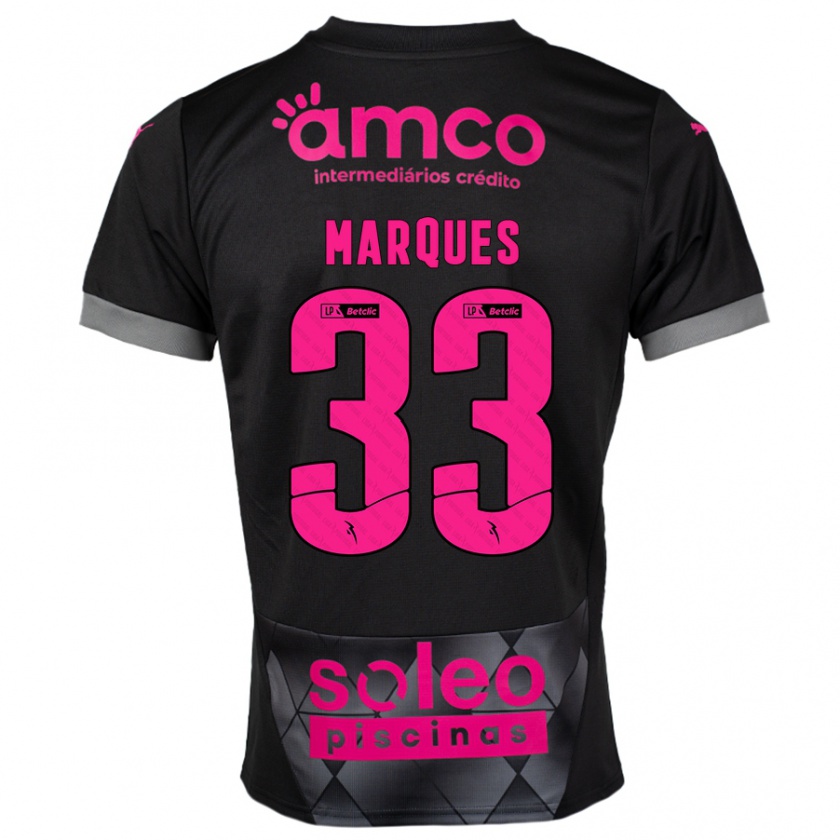 Kandiny Kinder João Marques #33 Schwarz Rosa Auswärtstrikot Trikot 2024/25 T-Shirt