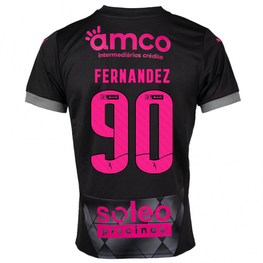 Kandiny Kinder Roberto Fernández #90 Schwarz Rosa Auswärtstrikot Trikot 2024/25 T-Shirt