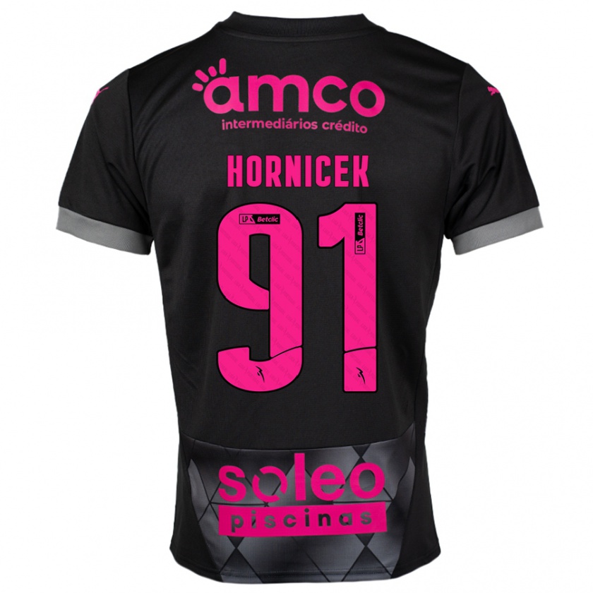 Kandiny Kinder Lukas Hornicek #91 Schwarz Rosa Auswärtstrikot Trikot 2024/25 T-Shirt