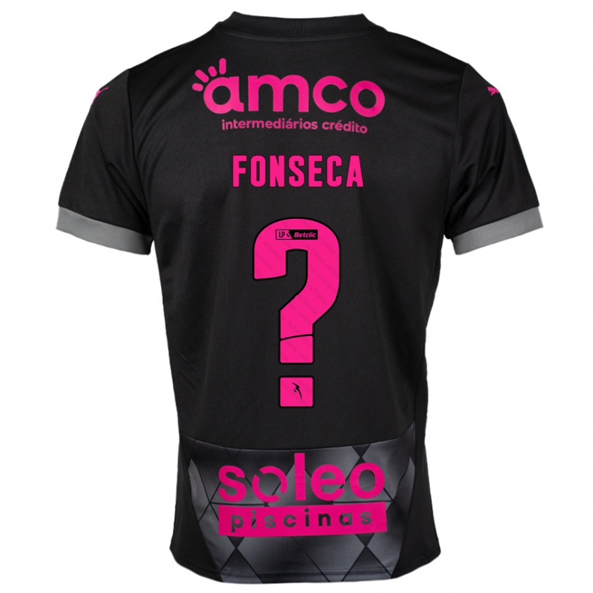 Kandiny Kinder Diogo Fonseca #0 Schwarz Rosa Auswärtstrikot Trikot 2024/25 T-Shirt