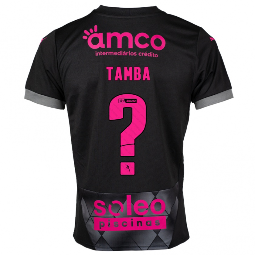 Kandiny Kinder Fabrice Tamba #0 Schwarz Rosa Auswärtstrikot Trikot 2024/25 T-Shirt