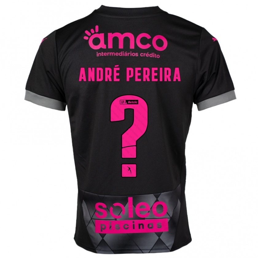 Kandiny Kinder João André Pereira #0 Schwarz Rosa Auswärtstrikot Trikot 2024/25 T-Shirt