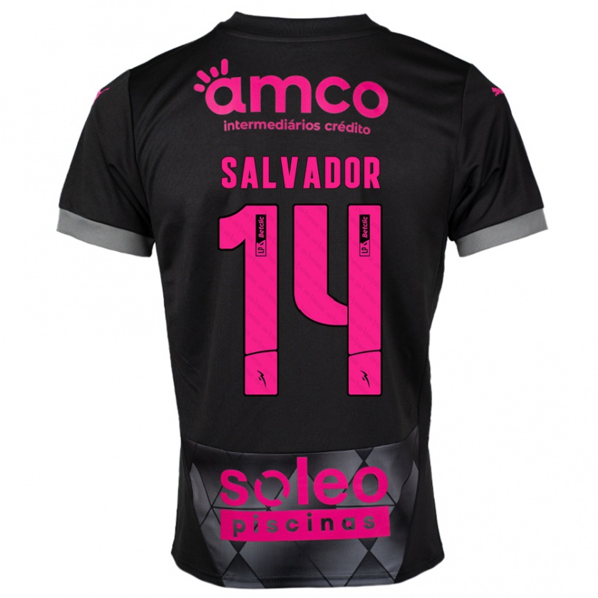 Kandiny Kinder João Salvador #14 Schwarz Rosa Auswärtstrikot Trikot 2024/25 T-Shirt