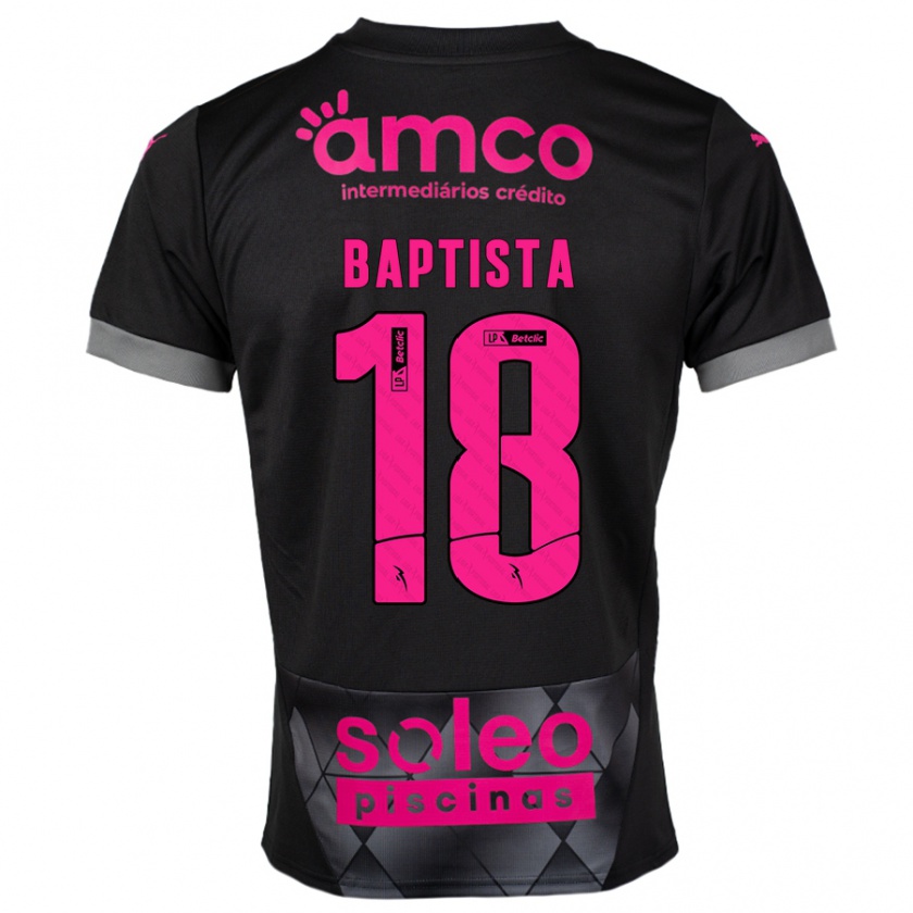 Kandiny Kinder Tiago Baptista #18 Schwarz Rosa Auswärtstrikot Trikot 2024/25 T-Shirt