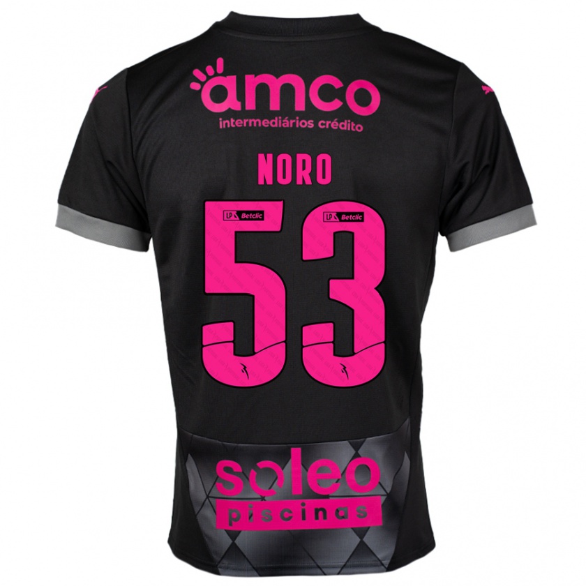 Kandiny Kinder Jonatás Noro #53 Schwarz Rosa Auswärtstrikot Trikot 2024/25 T-Shirt