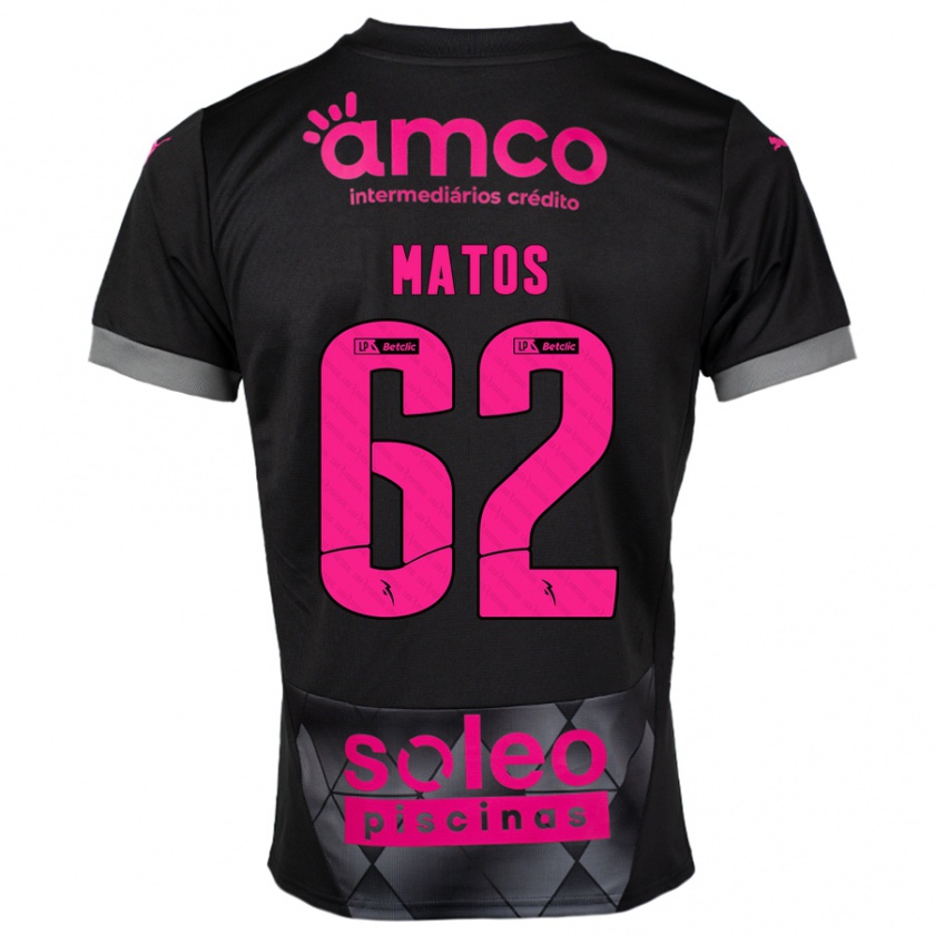 Kandiny Kinder Nuno Matos #62 Schwarz Rosa Auswärtstrikot Trikot 2024/25 T-Shirt