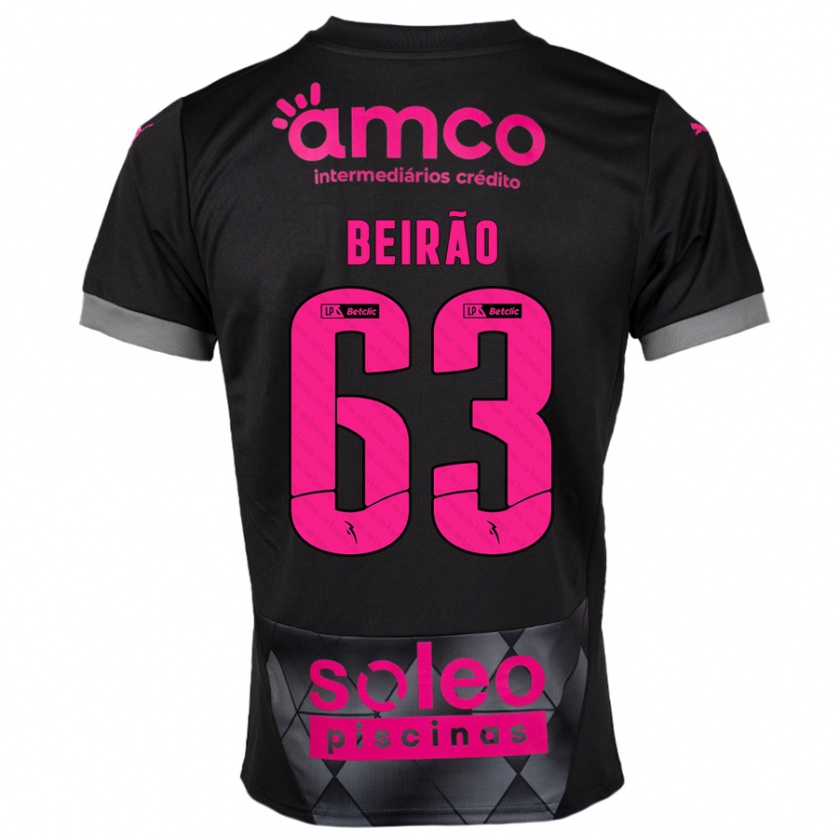 Kandiny Kinder Rodrigo Beirão #63 Schwarz Rosa Auswärtstrikot Trikot 2024/25 T-Shirt