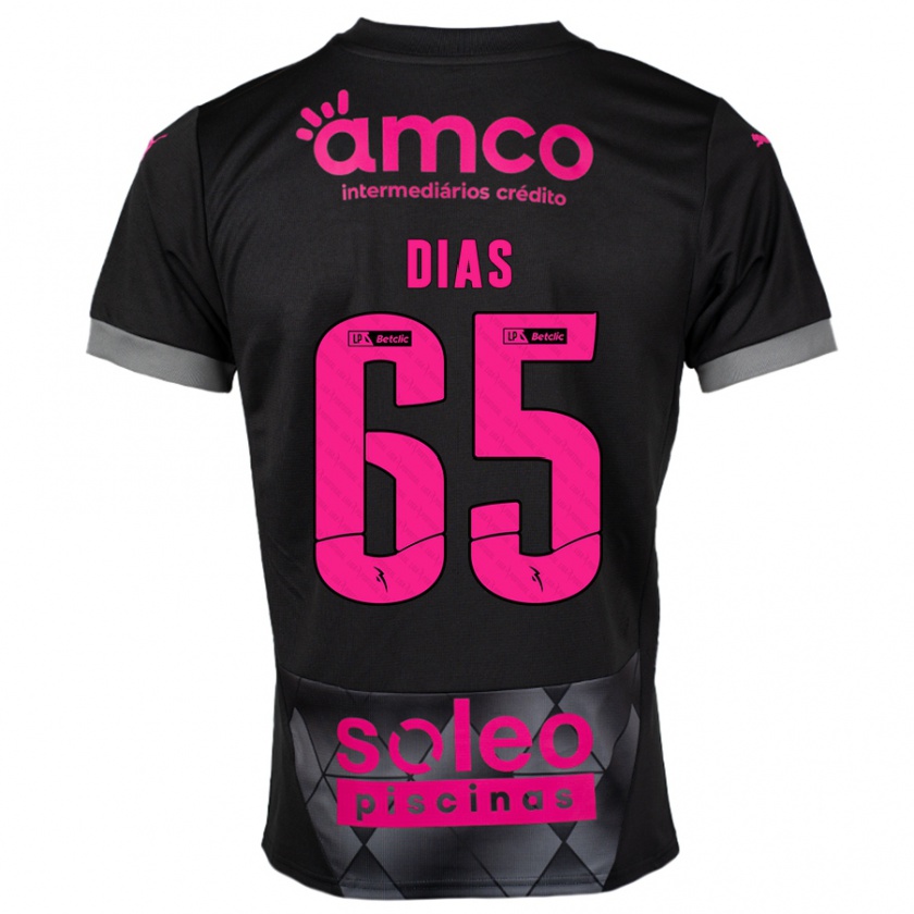 Kandiny Kinder Leandro Dias #65 Schwarz Rosa Auswärtstrikot Trikot 2024/25 T-Shirt