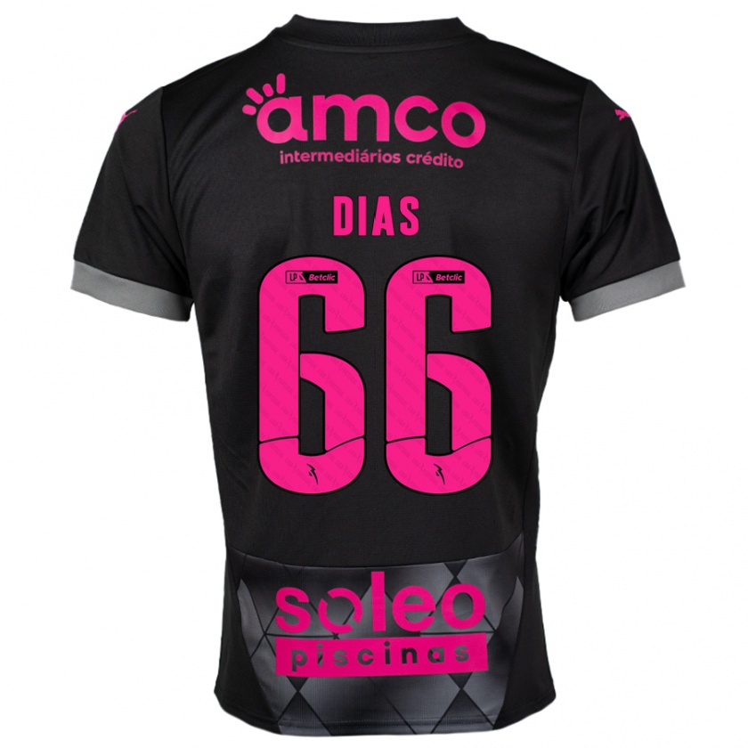 Kandiny Kinder Gonçalo Dias #66 Schwarz Rosa Auswärtstrikot Trikot 2024/25 T-Shirt