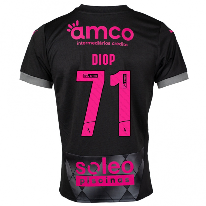 Kandiny Kinder Mamadou Diop #71 Schwarz Rosa Auswärtstrikot Trikot 2024/25 T-Shirt