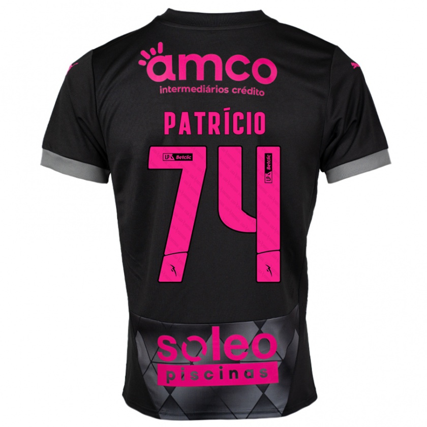 Kandiny Kinder Nuno Patrício #74 Schwarz Rosa Auswärtstrikot Trikot 2024/25 T-Shirt