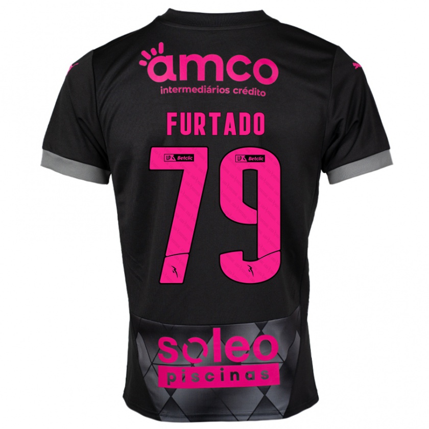 Kandiny Kinder Rúben Furtado #79 Schwarz Rosa Auswärtstrikot Trikot 2024/25 T-Shirt