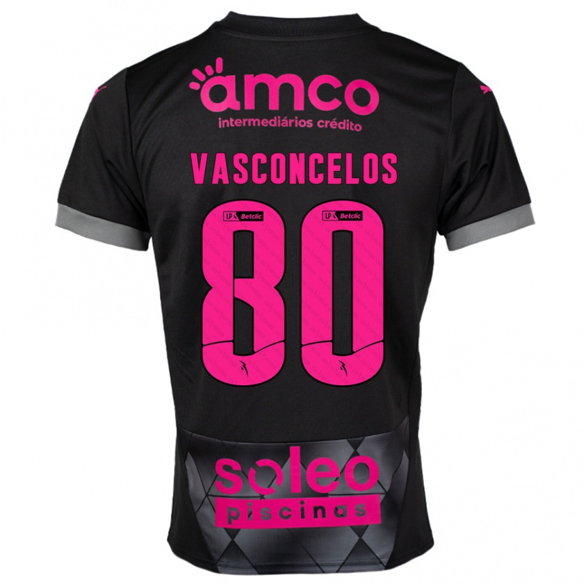 Kandiny Kinder Vasconcelos #80 Schwarz Rosa Auswärtstrikot Trikot 2024/25 T-Shirt