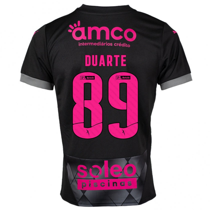 Kandiny Kinder Afonso Duarte #89 Schwarz Rosa Auswärtstrikot Trikot 2024/25 T-Shirt