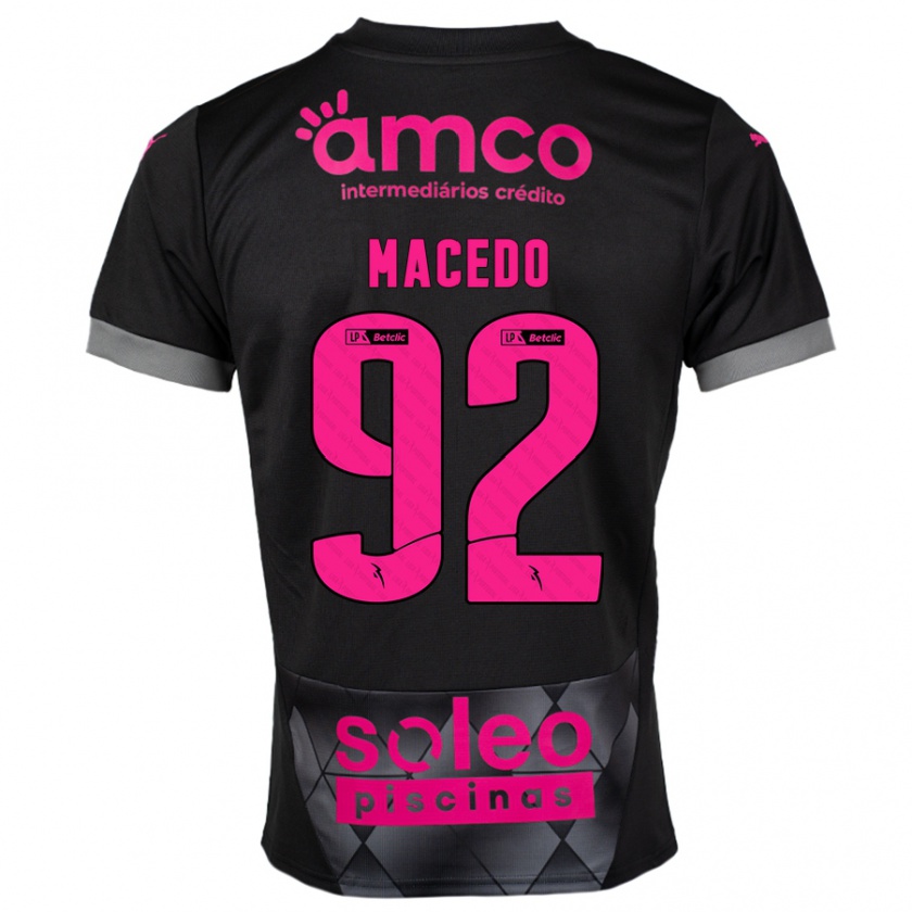 Kandiny Kinder Rodrigo Macedo #92 Schwarz Rosa Auswärtstrikot Trikot 2024/25 T-Shirt