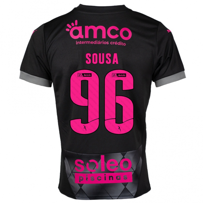 Kandiny Kinder Afonso Sousa #96 Schwarz Rosa Auswärtstrikot Trikot 2024/25 T-Shirt