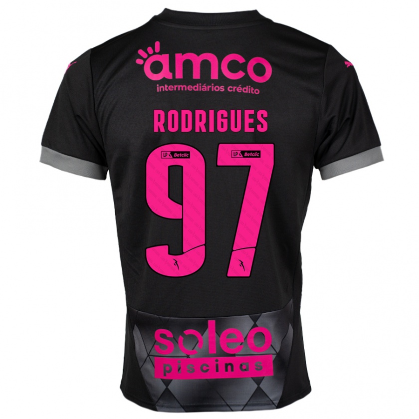 Kandiny Kinder Dinis Rodrigues #97 Schwarz Rosa Auswärtstrikot Trikot 2024/25 T-Shirt