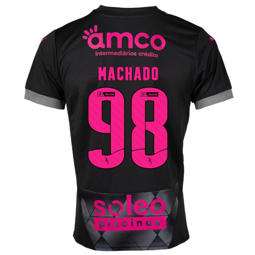 Kandiny Kinder Gonçalo Machado #98 Schwarz Rosa Auswärtstrikot Trikot 2024/25 T-Shirt