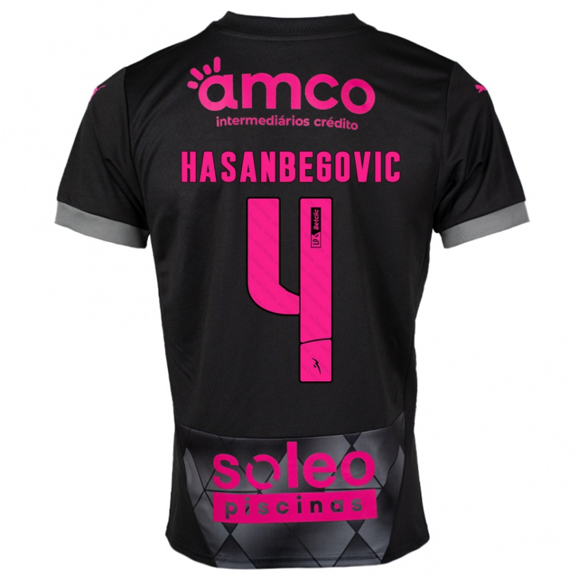 Kandiny Kinder Melisa Hasanbegović #4 Schwarz Rosa Auswärtstrikot Trikot 2024/25 T-Shirt