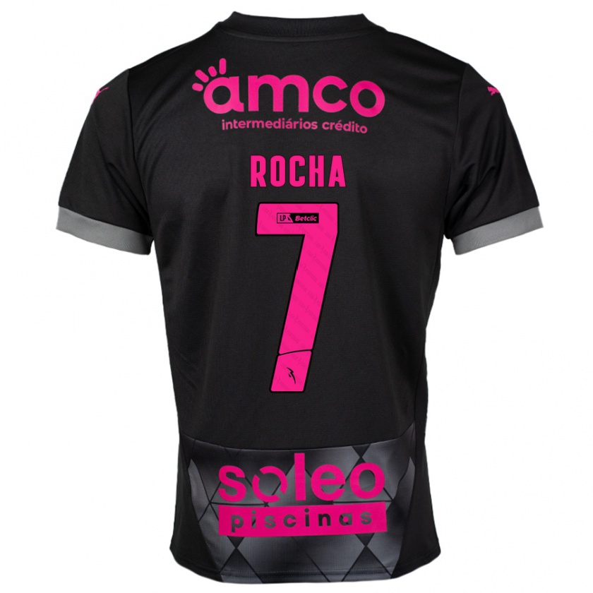 Kandiny Kinder Carolina Rocha #7 Schwarz Rosa Auswärtstrikot Trikot 2024/25 T-Shirt