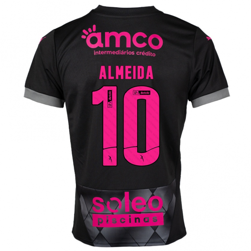 Kandiny Kinder Vitória Almeida #10 Schwarz Rosa Auswärtstrikot Trikot 2024/25 T-Shirt