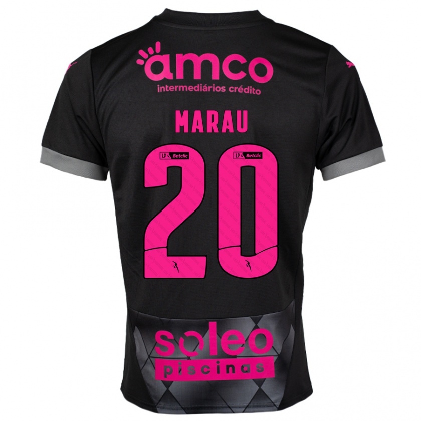 Kandiny Kinder Madalena Marau #20 Schwarz Rosa Auswärtstrikot Trikot 2024/25 T-Shirt