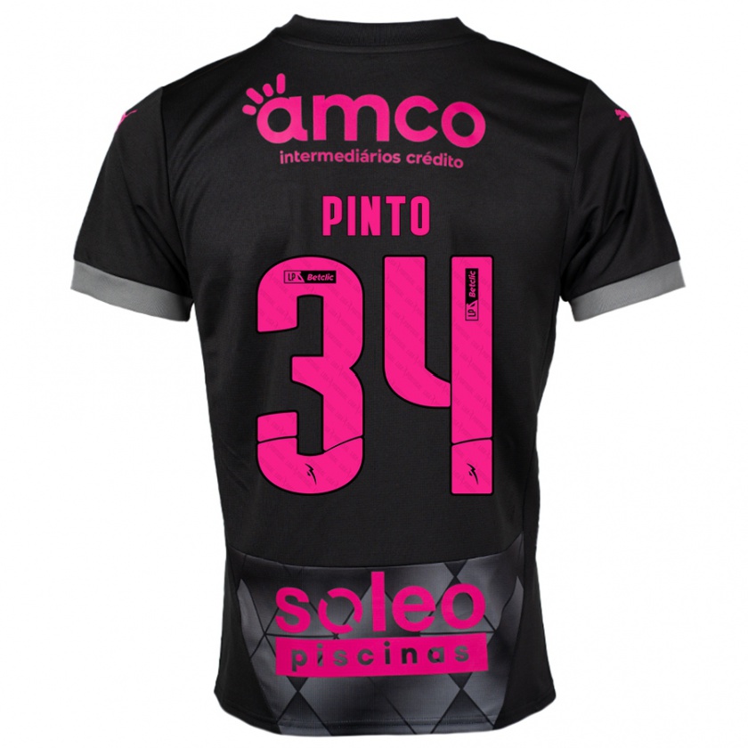 Kandiny Kinder Ana Pinto #34 Schwarz Rosa Auswärtstrikot Trikot 2024/25 T-Shirt