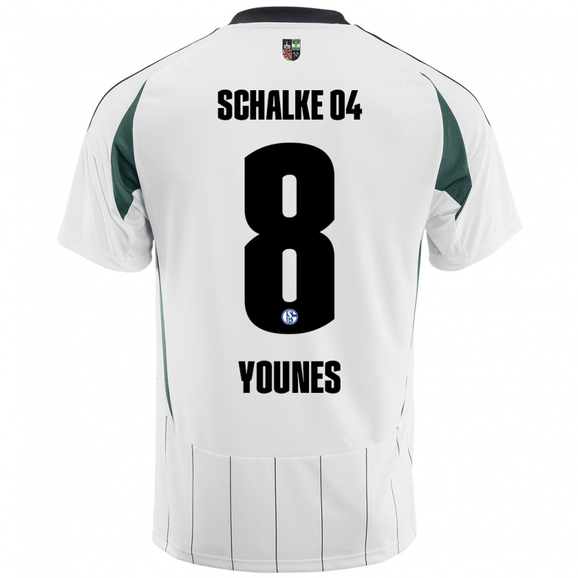 Kandiny Kinder Amin Younes #8 Weiß Grün Auswärtstrikot Trikot 2024/25 T-Shirt