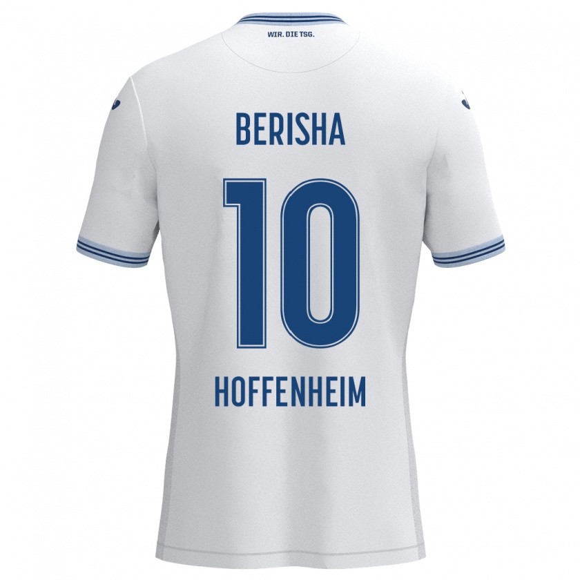 Kandiny Kinder Mergim Berisha #10 Weiß Blau Auswärtstrikot Trikot 2024/25 T-Shirt