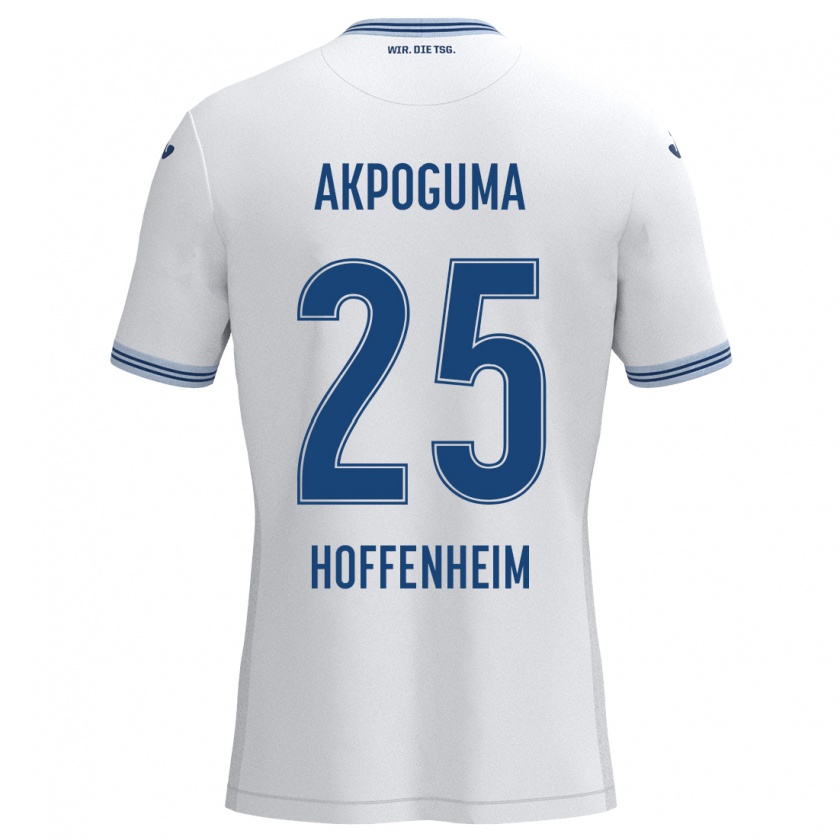 Kandiny Kinder Kevin Akpoguma #25 Weiß Blau Auswärtstrikot Trikot 2024/25 T-Shirt