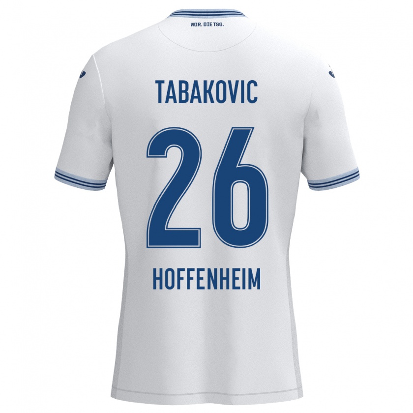 Kandiny Kinder Haris Tabakovic #26 Weiß Blau Auswärtstrikot Trikot 2024/25 T-Shirt