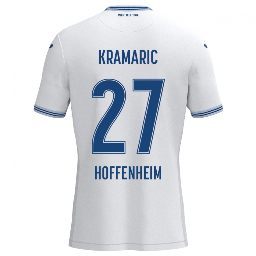 Kandiny Kinder Andrej Kramaric #27 Weiß Blau Auswärtstrikot Trikot 2024/25 T-Shirt