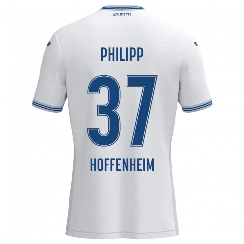 Kandiny Kinder Luca Philipp #37 Weiß Blau Auswärtstrikot Trikot 2024/25 T-Shirt