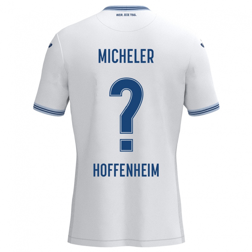 Kandiny Kinder Florian Micheler #0 Weiß Blau Auswärtstrikot Trikot 2024/25 T-Shirt