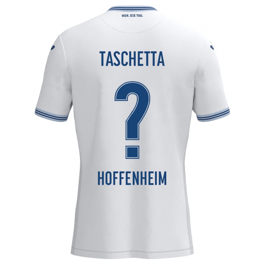 Kandiny Kinder Vincenzo Taschetta #0 Weiß Blau Auswärtstrikot Trikot 2024/25 T-Shirt