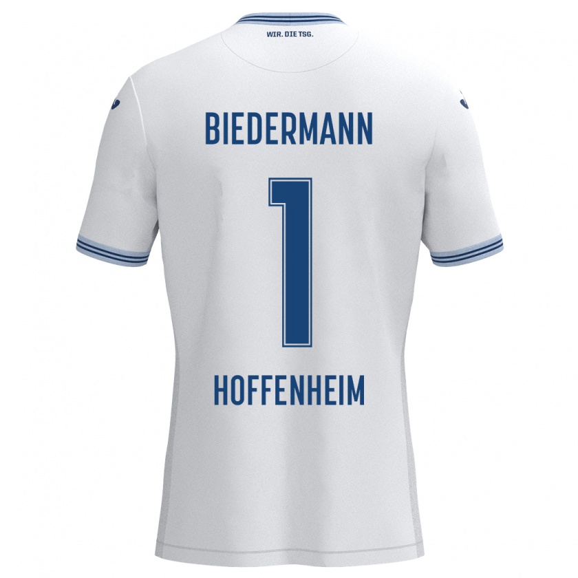 Kandiny Kinder Nico Biedermann #1 Weiß Blau Auswärtstrikot Trikot 2024/25 T-Shirt