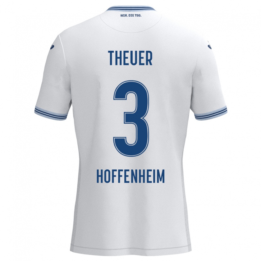 Kandiny Kinder Maximilian Theuer #3 Weiß Blau Auswärtstrikot Trikot 2024/25 T-Shirt