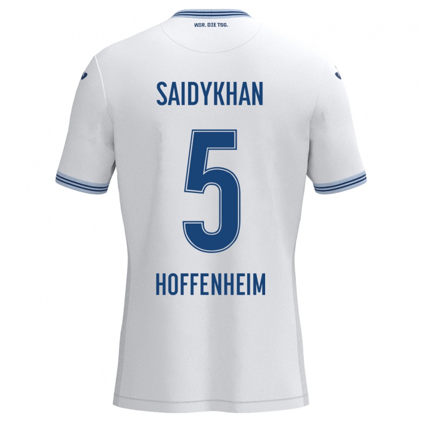 Kandiny Kinder Ibrahim Saidykhan #5 Weiß Blau Auswärtstrikot Trikot 2024/25 T-Shirt