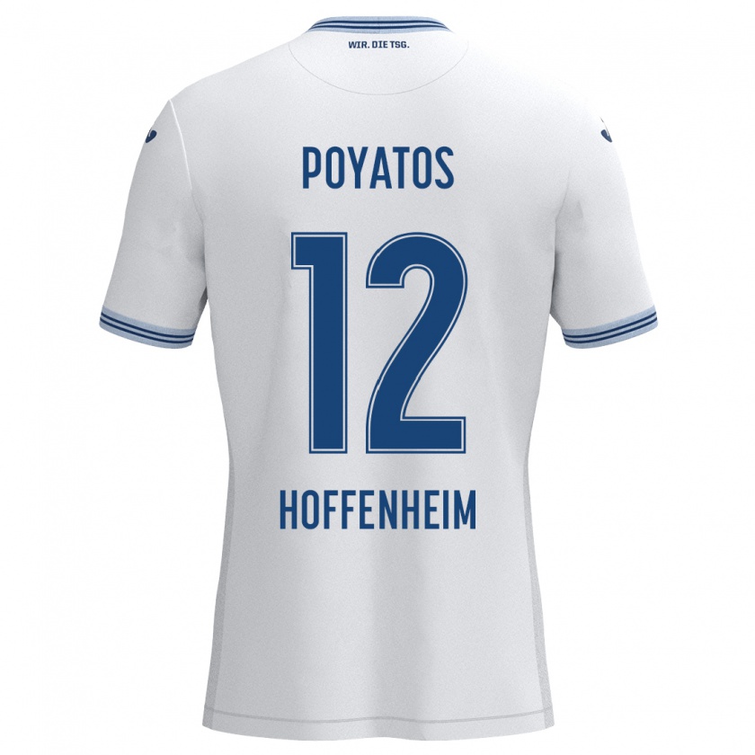 Kandiny Kinder Miguel Poyatos #12 Weiß Blau Auswärtstrikot Trikot 2024/25 T-Shirt