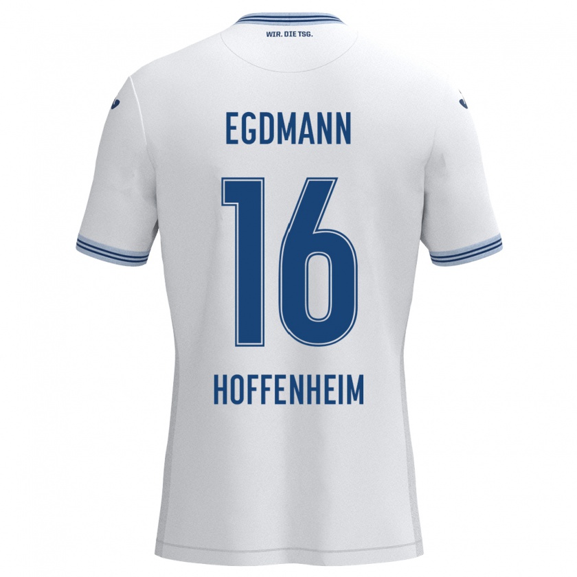 Kandiny Kinder Mika Egdmann #16 Weiß Blau Auswärtstrikot Trikot 2024/25 T-Shirt