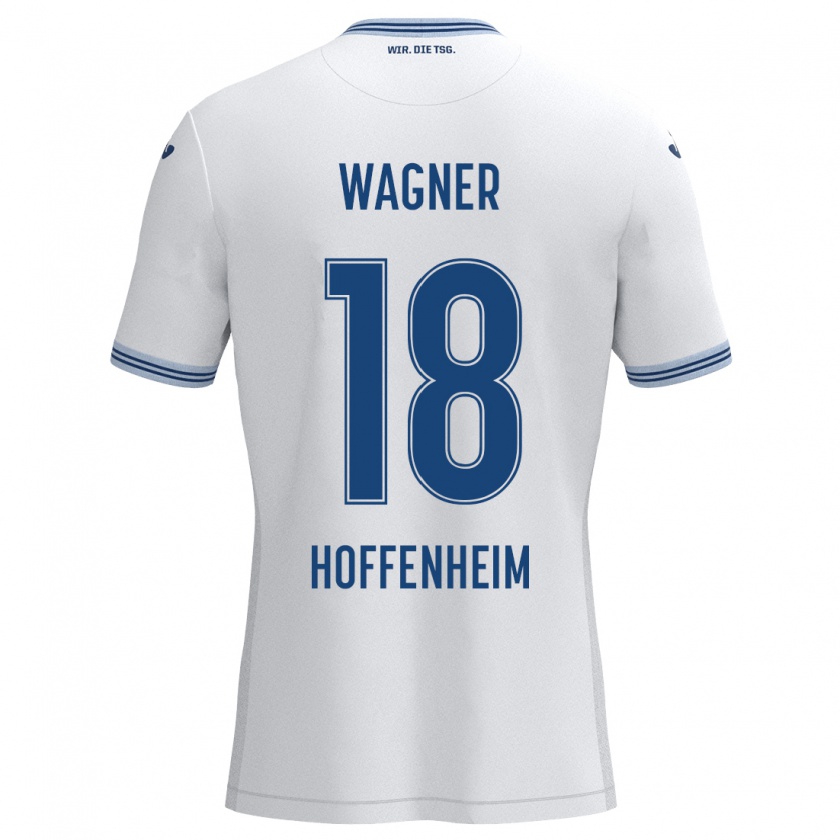 Kandiny Kinder Ricardo Wagner #18 Weiß Blau Auswärtstrikot Trikot 2024/25 T-Shirt