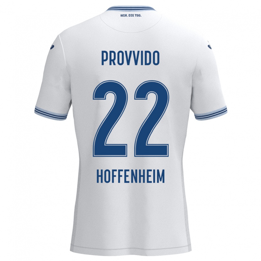 Kandiny Kinder Luca Provvido #22 Weiß Blau Auswärtstrikot Trikot 2024/25 T-Shirt