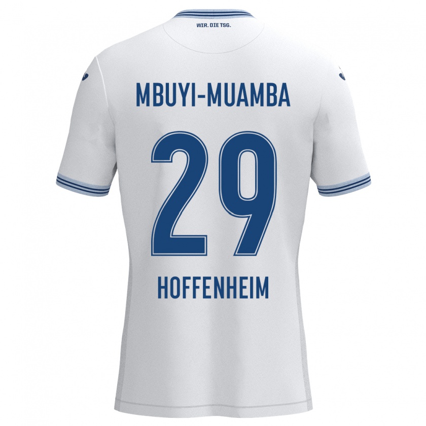 Kandiny Kinder Hubert Mbuyi-Muamba #29 Weiß Blau Auswärtstrikot Trikot 2024/25 T-Shirt