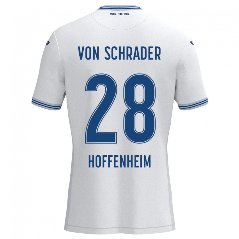 Kandiny Kinder Lina Von Schrader #28 Weiß Blau Auswärtstrikot Trikot 2024/25 T-Shirt