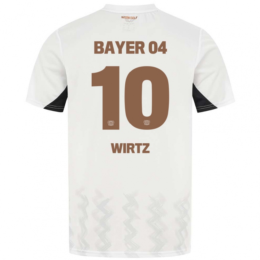 Kandiny Kinder Florian Wirtz #10 Weiß Schwarz Auswärtstrikot Trikot 2024/25 T-Shirt