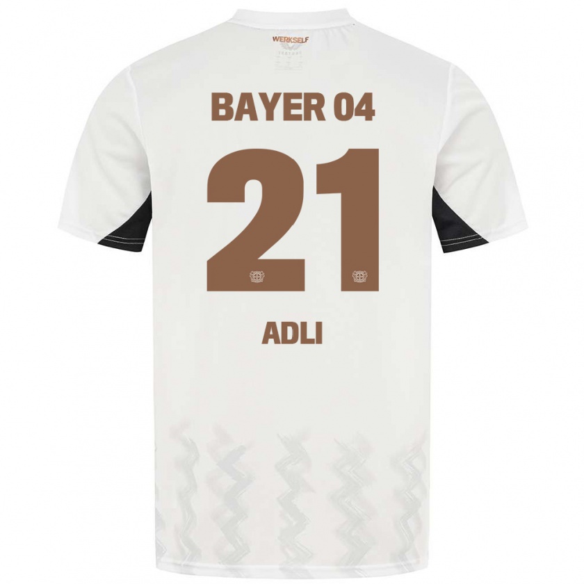 Kandiny Kinder Amine Adli #21 Weiß Schwarz Auswärtstrikot Trikot 2024/25 T-Shirt