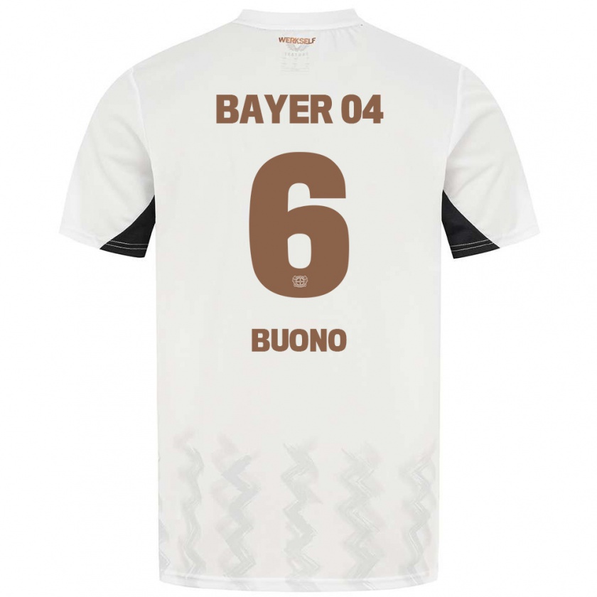 Kandiny Kinder Francesco Buono #6 Weiß Schwarz Auswärtstrikot Trikot 2024/25 T-Shirt